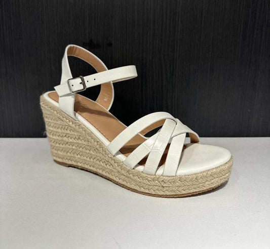 12 pezzi sandalo con zeppa bianco