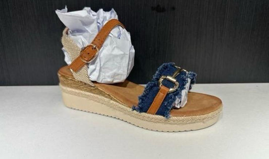 12 pezzi sandalo con fascia jeans scuro