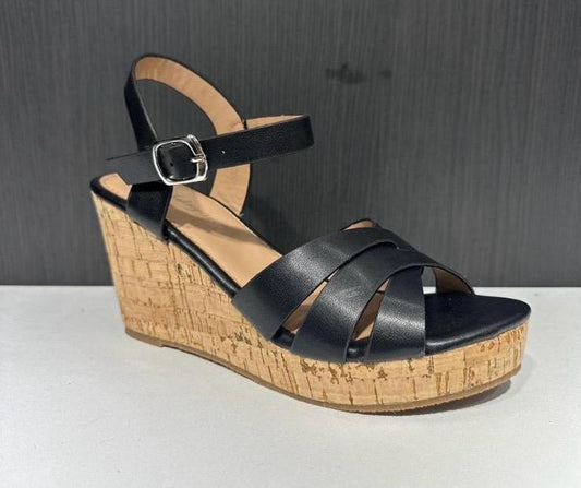 12 pezzi sandalo con zeppa nero