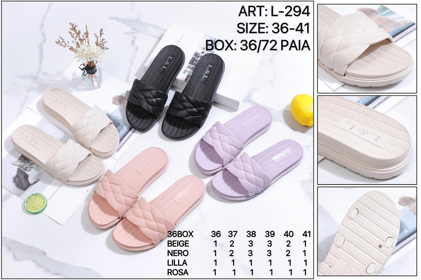 36 pezzi pantofole donna art.L.294