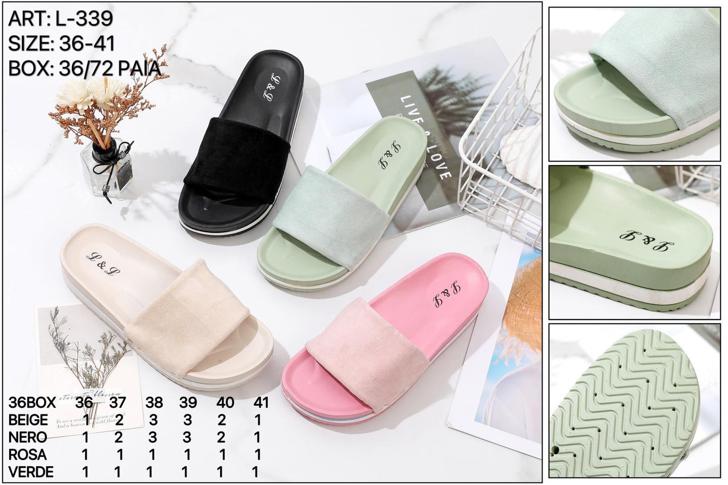 36 pezzi pantofole donna art.L.339